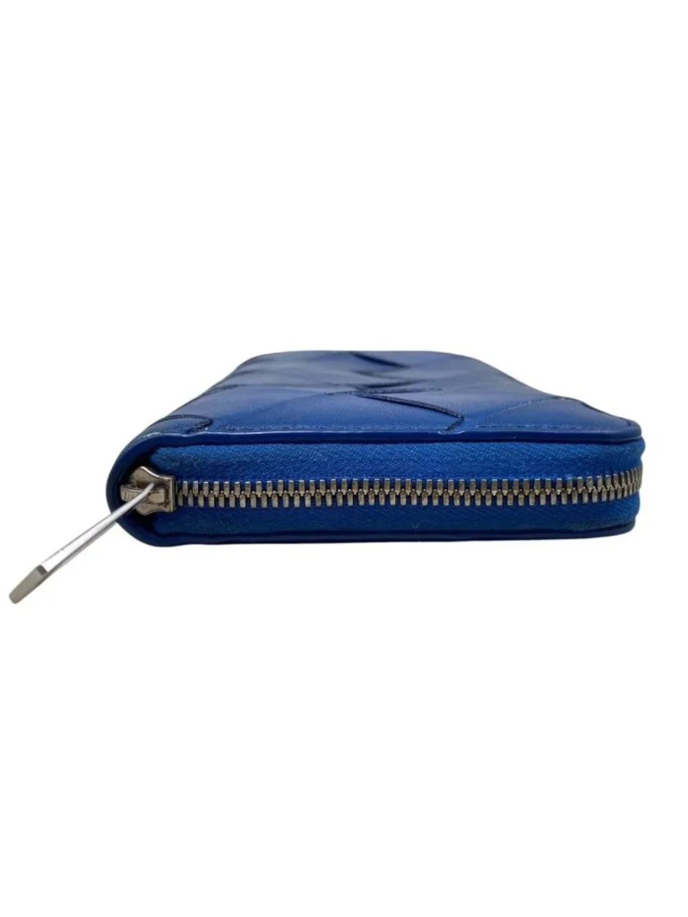Bottega Veneta Wallet Maxi Intrecciato Cassette Zip Around Leather Blue